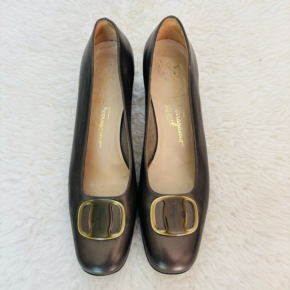 Salvatore Ferragamo Women's Olive’s Brown Leather Shoes size 7.5 2A